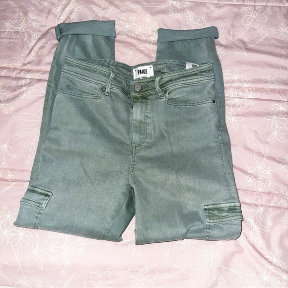 PAIGE Women's Skinny Jeans in Sage Green - Picture 2 of 7